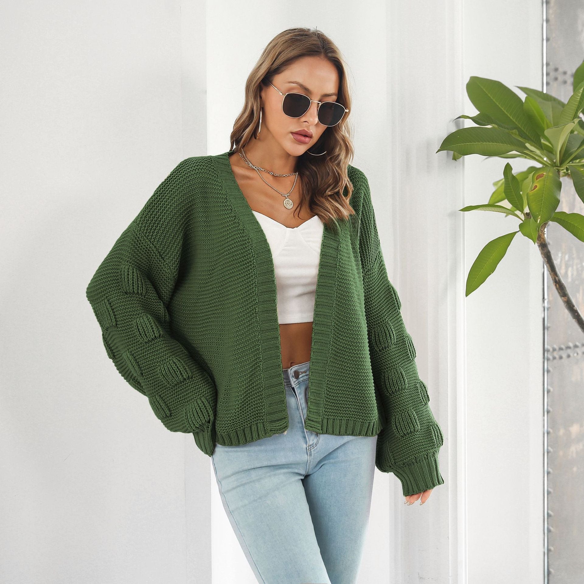 Celina | Strickjacke mit Puffärmeln und Chunky Knit für Damen