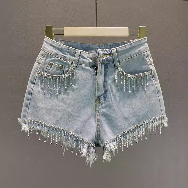 Lara | Jeansshorts mit Hoher Taille und Trendiger Wasserwäsche für Frauen