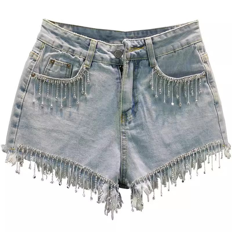 Lara | Jeansshorts mit Hoher Taille und Trendiger Wasserwäsche für Frauen