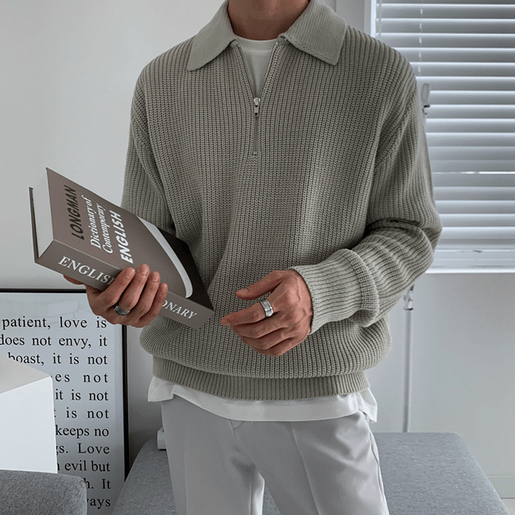 Luca | Strickpullover mit Komfortablem Sitz und Halbzip-Kragen für Herren