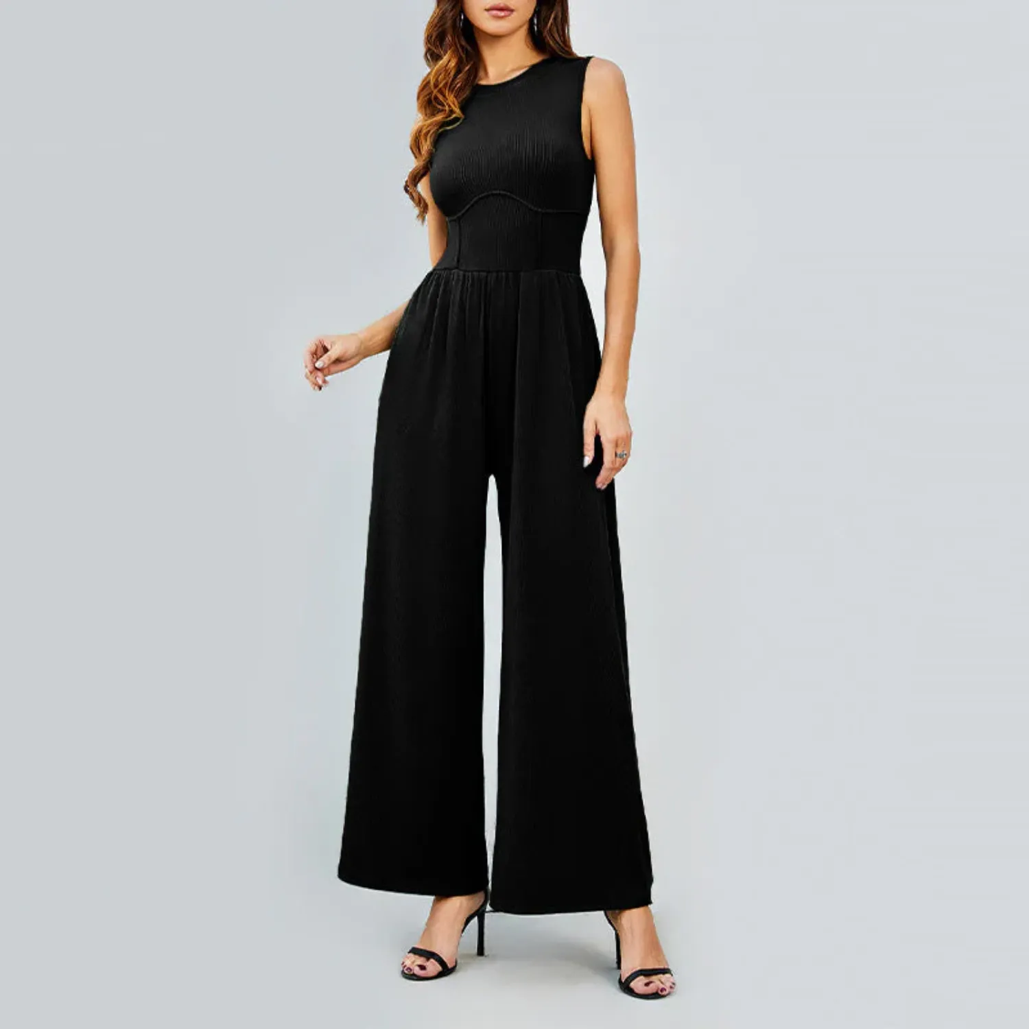 VIDA Schwarzer ärmelloser Jumpsuit