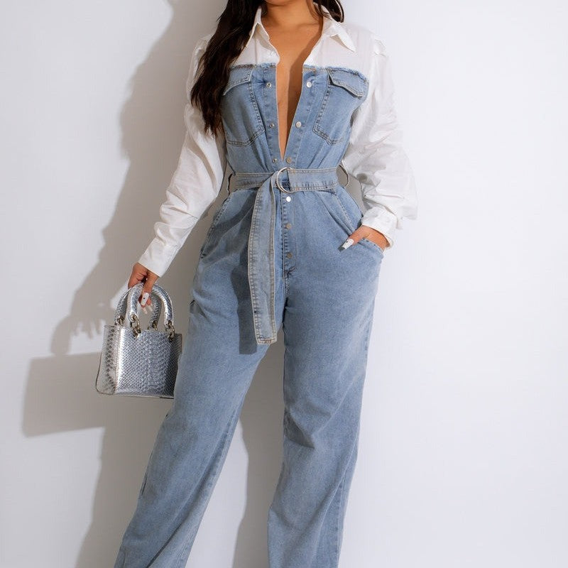 Livia | Overall mit Bequemen Denim-Nähten für Frauen in Plus-Größe