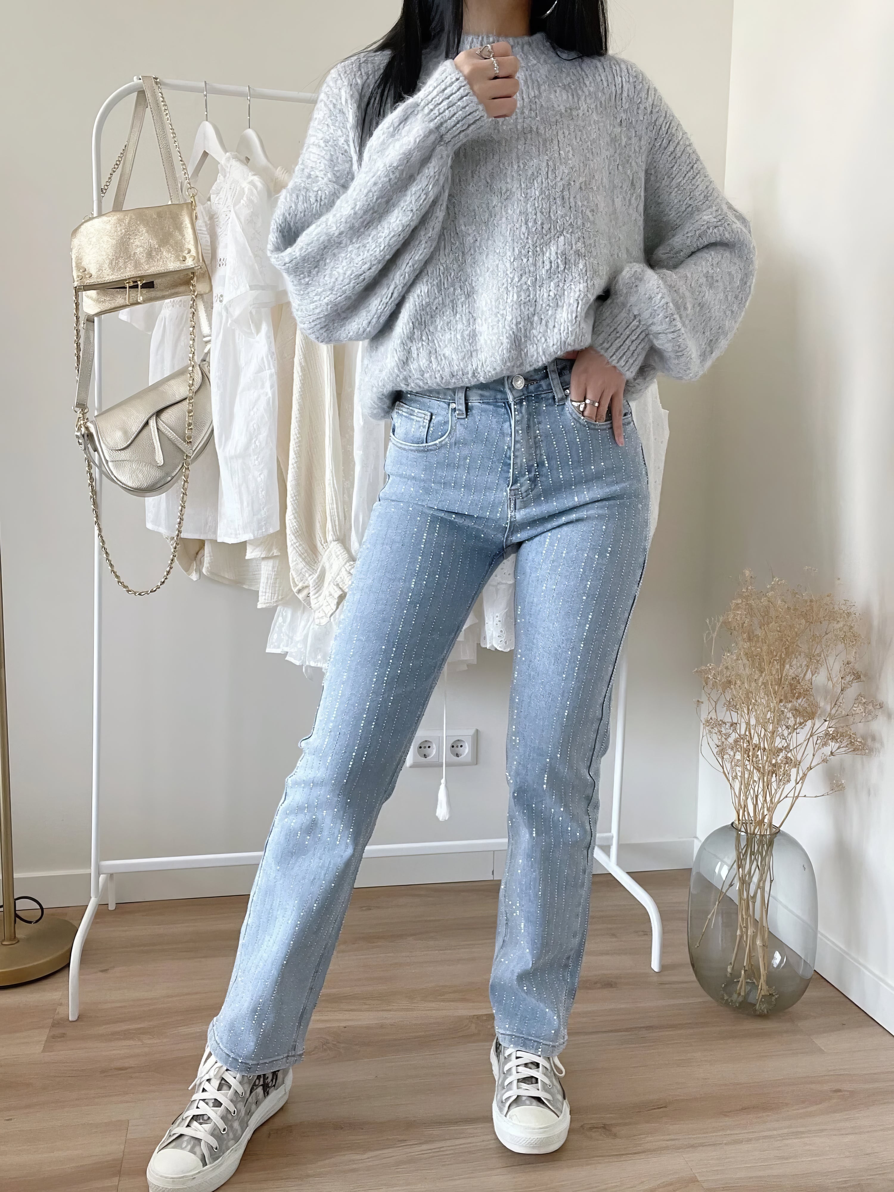 Celestina | Pailettenjeans mit Elegantem Stretch-Stoff für Frauen