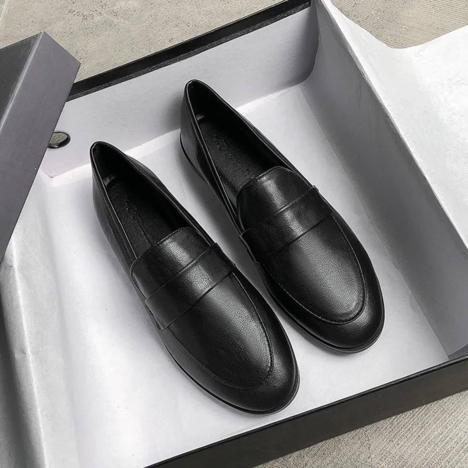 VIDA Slip On Oxford Stil Schwarz Grau Damen Loafer