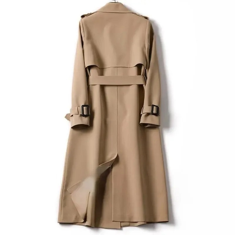 Samtiva - Damen Mantel Langer Trenchcoat, Doppelreihig, Mit Gürtel und Schulterklappen