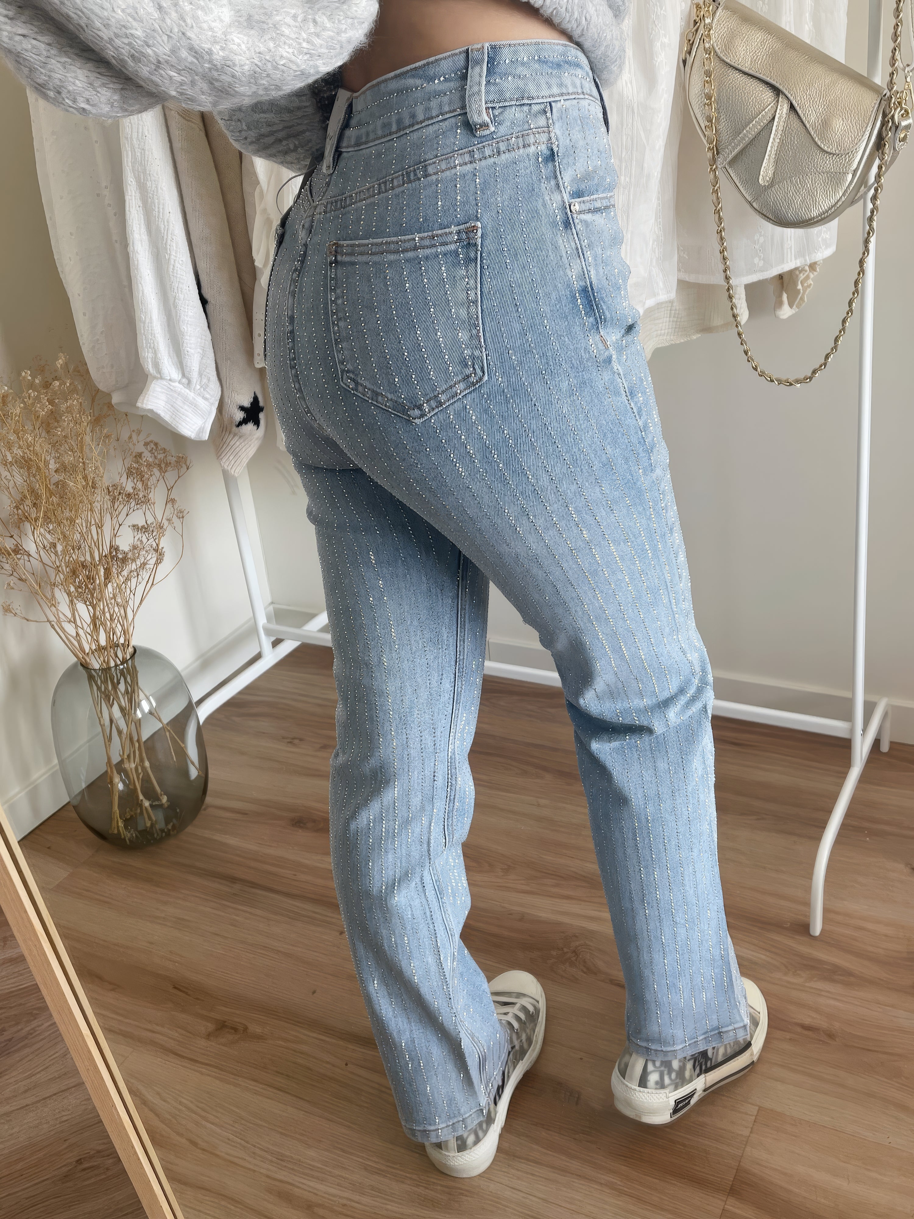 Celestina | Pailettenjeans mit Elegantem Stretch-Stoff für Frauen