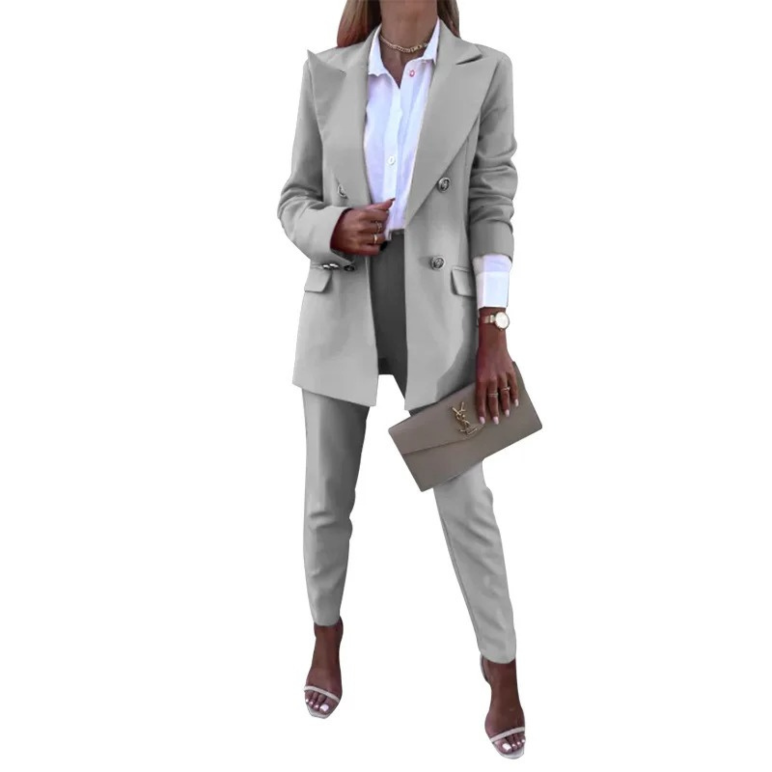 VIDA Reverskragen Zweireiher Blazer und Hose Set