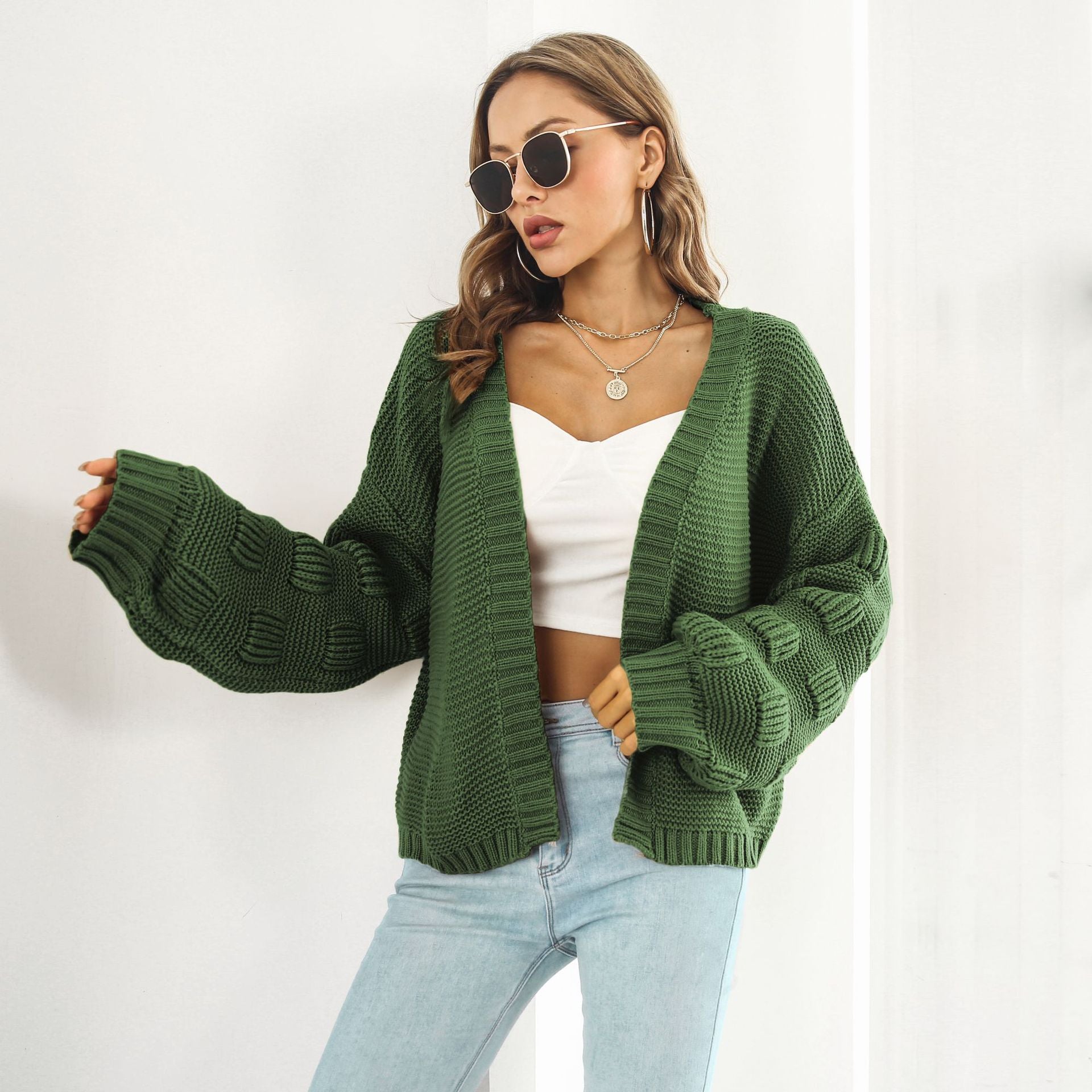 Celina | Strickjacke mit Puffärmeln und Chunky Knit für Damen