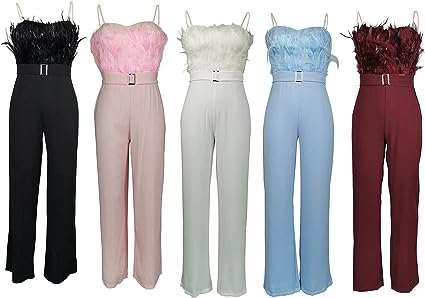 Celestia | Jumpsuit mit Elegantem Federtop und Taillengürtel für Frauen