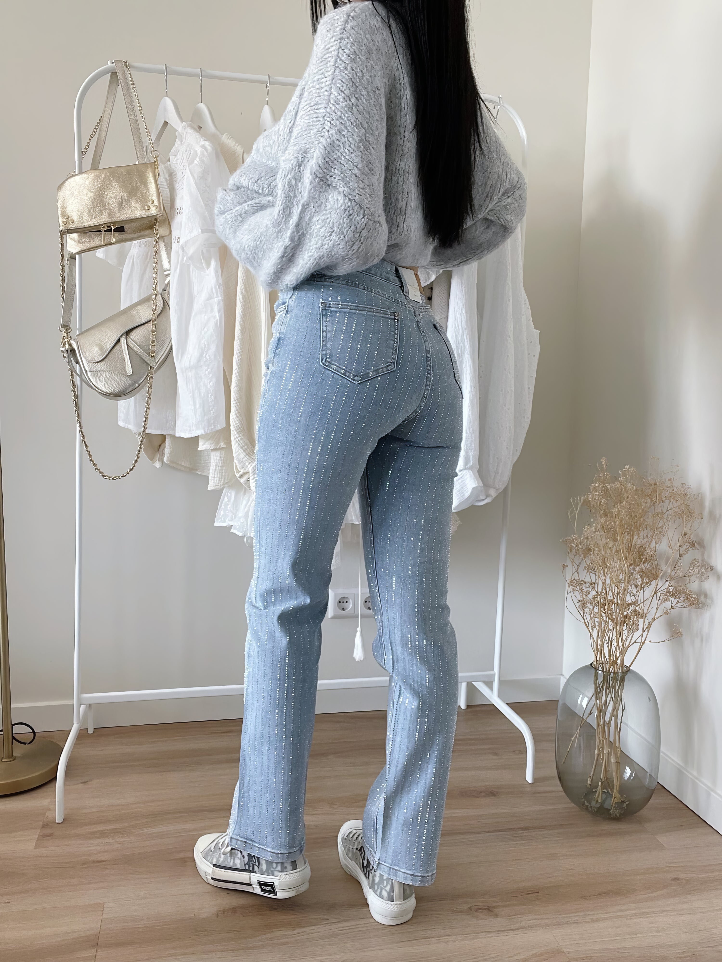 Celestina | Pailettenjeans mit Elegantem Stretch-Stoff für Frauen