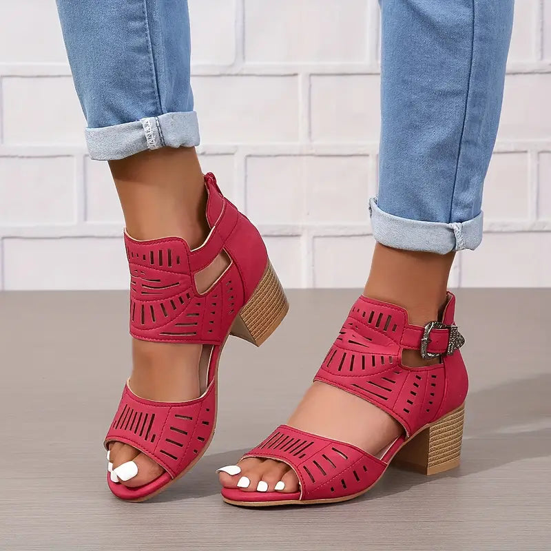 Livia | Sandalen mit Klobigen Absätzen und Verstellbaren Riemen für Damen