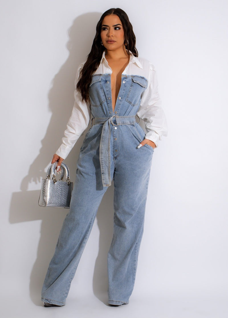 Livia | Overall mit Bequemen Denim-Nähten für Frauen in Plus-Größe