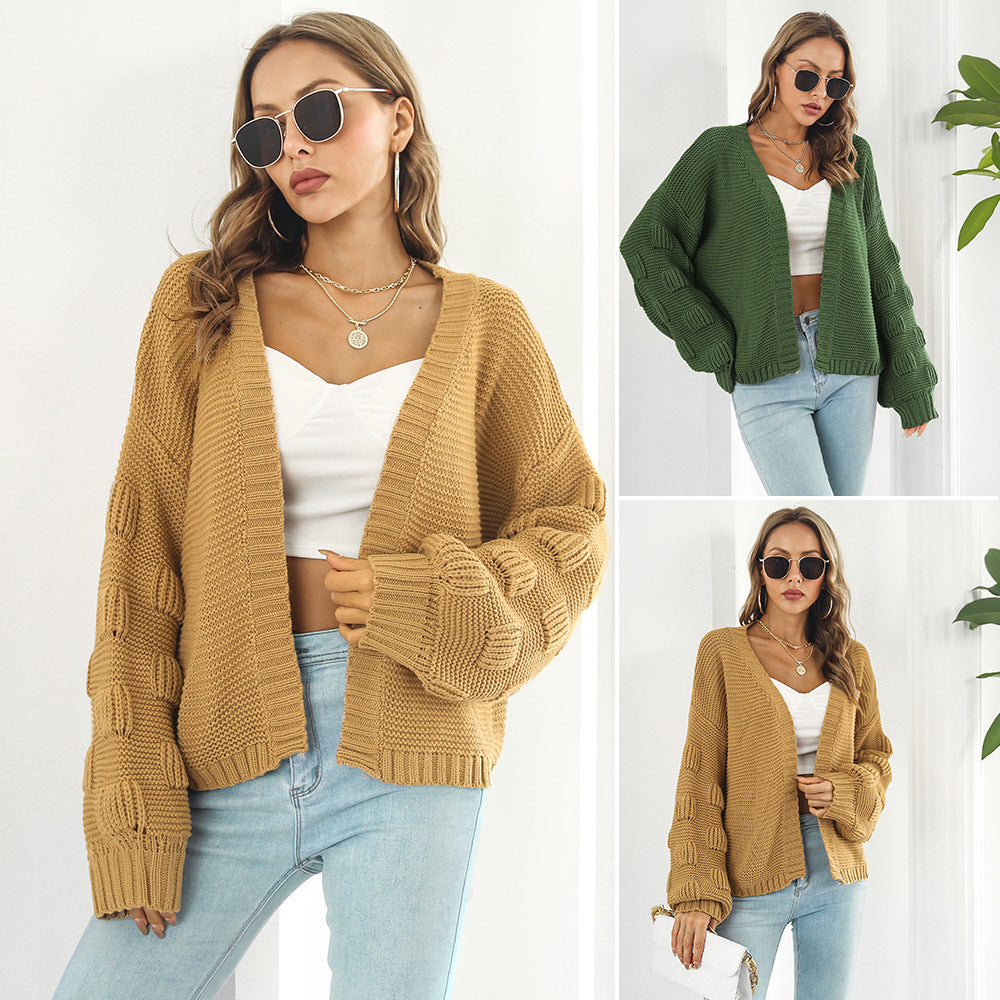 Celina | Strickjacke mit Puffärmeln und Chunky Knit für Damen