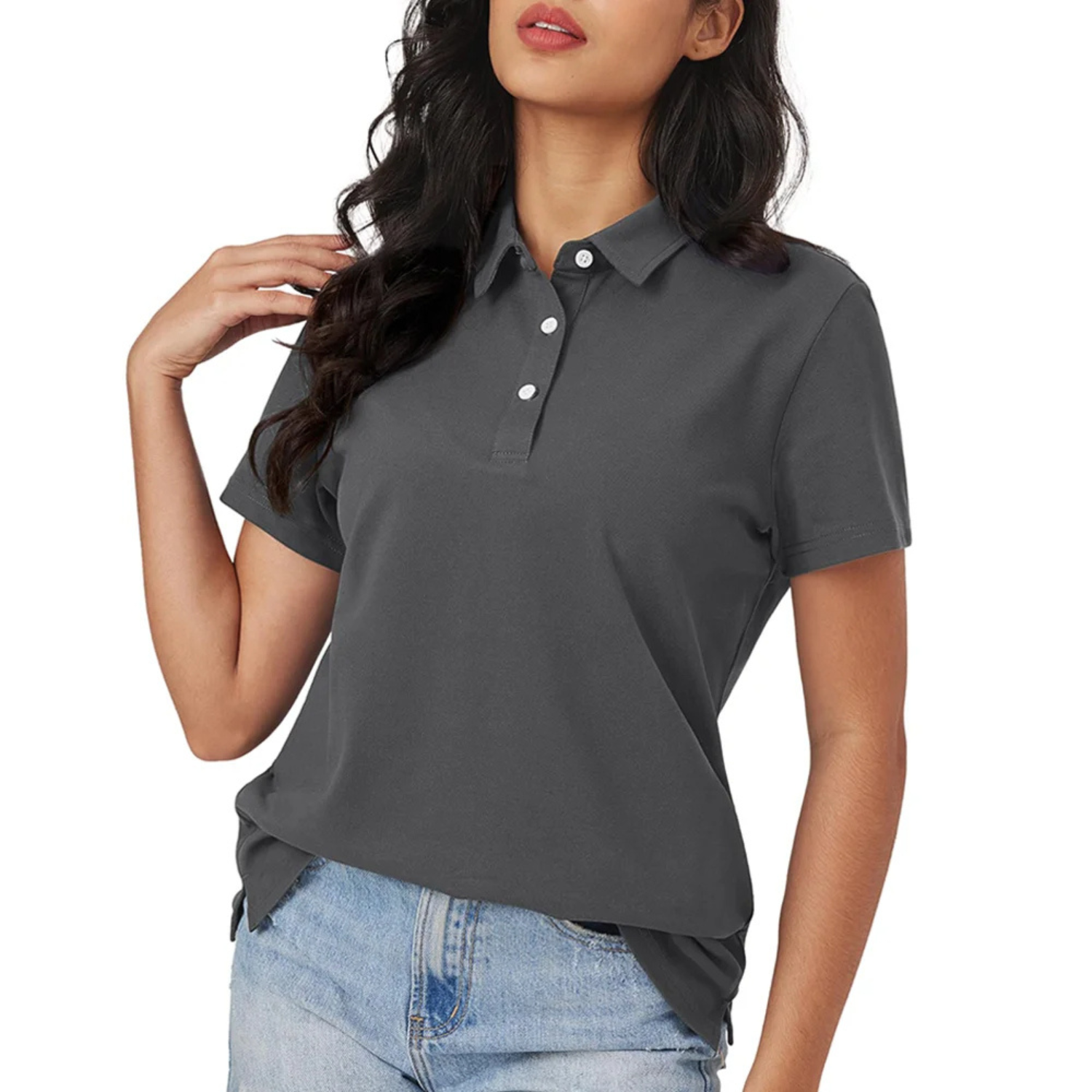 VIDA blaue Seide atmungsaktiv leichtes Damen Poloshirt