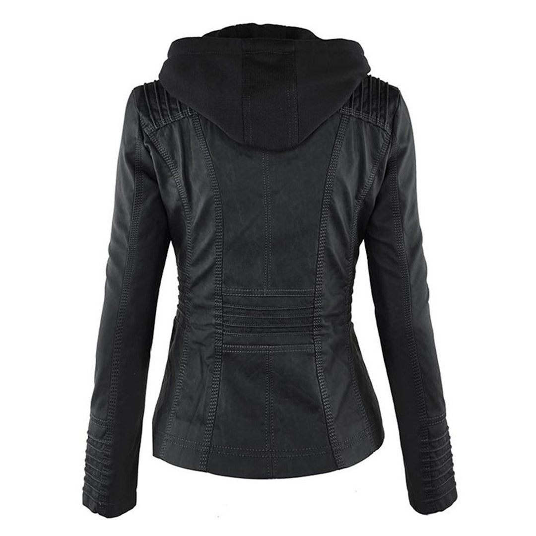 Alesund | Lederjacke mit Weichem PU-Leder und Cooler Kapuze für Damen