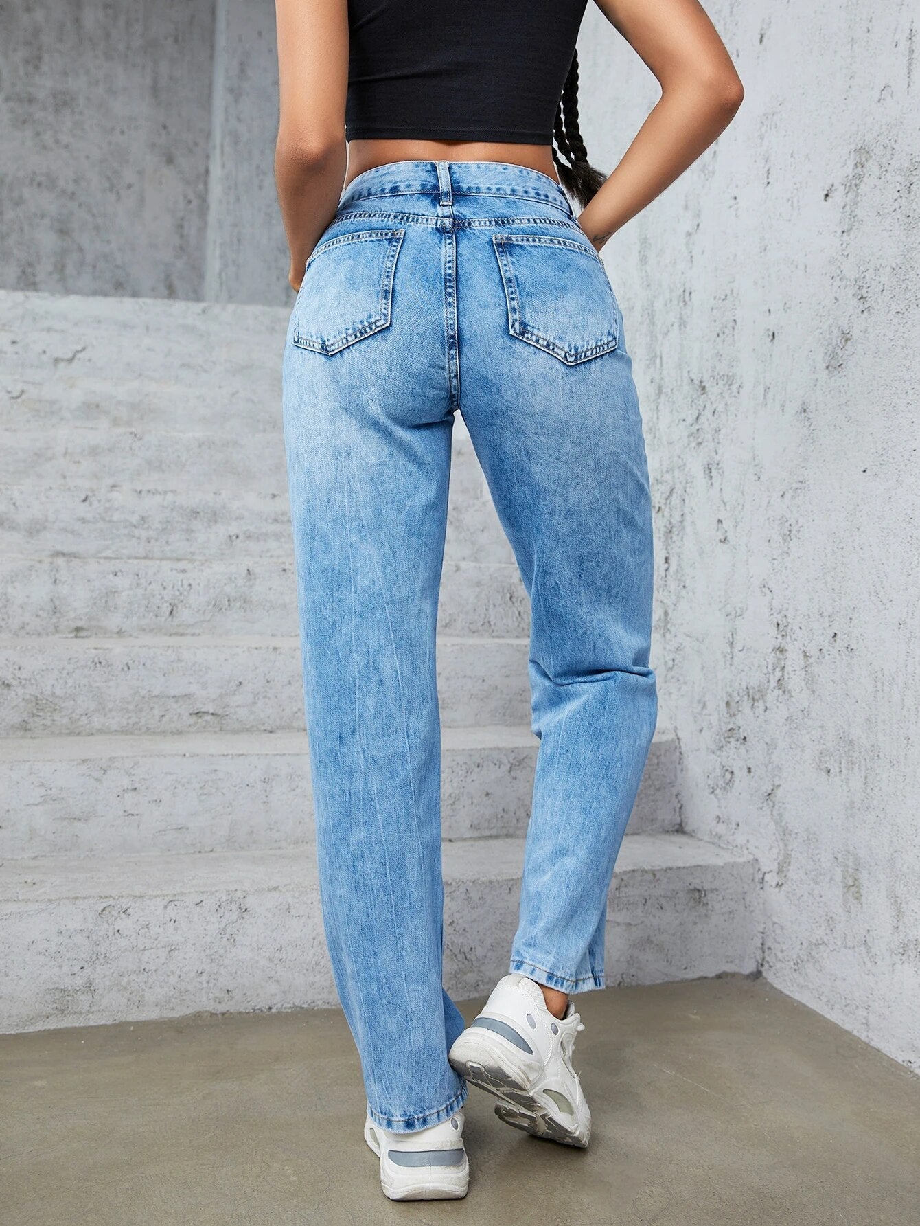 Luna | Jeans mit Vintage-Waschung und Ausgefransten Säumen für Frauen