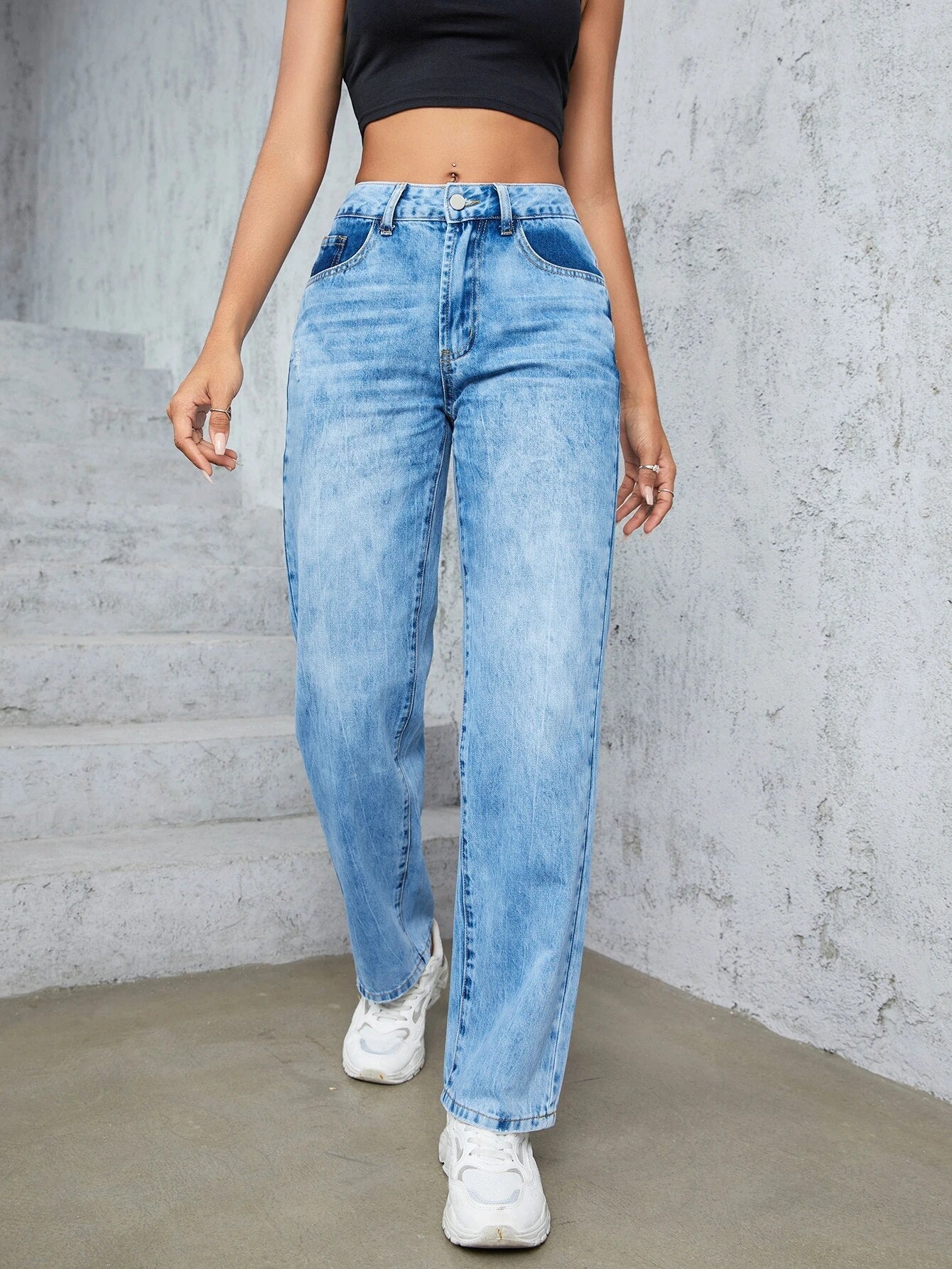 Luna | Jeans mit Vintage-Waschung und Ausgefransten Säumen für Frauen