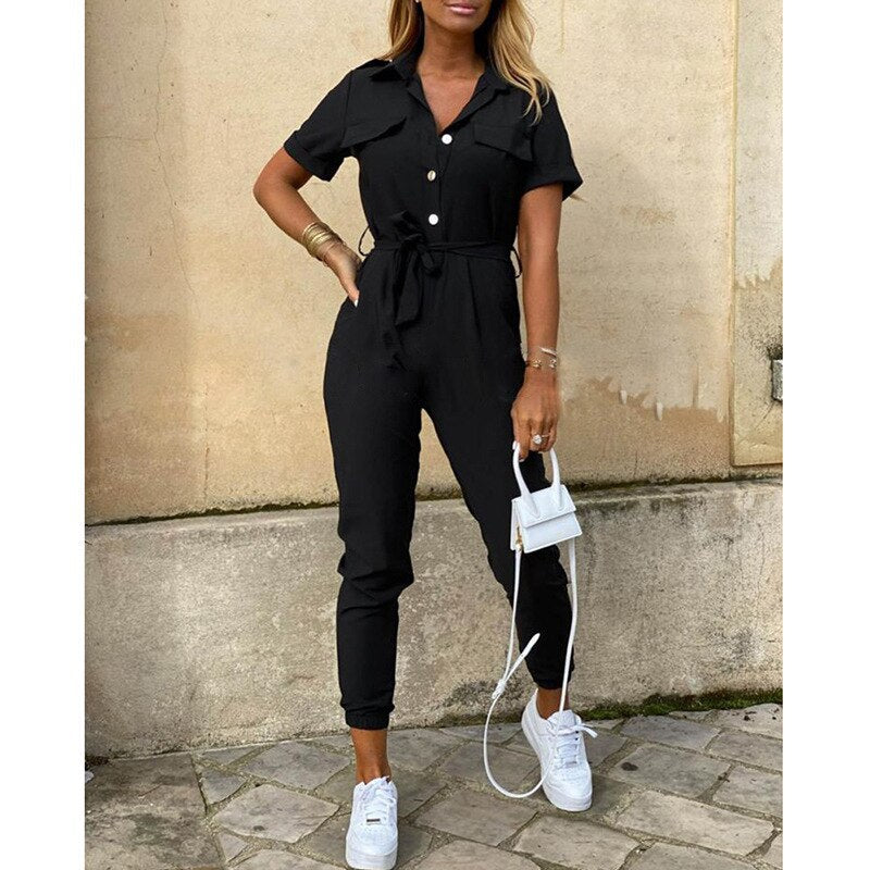 Fabiola | Jumpsuit mit figurbetontem Design und elegantem Gürtel für Frauen