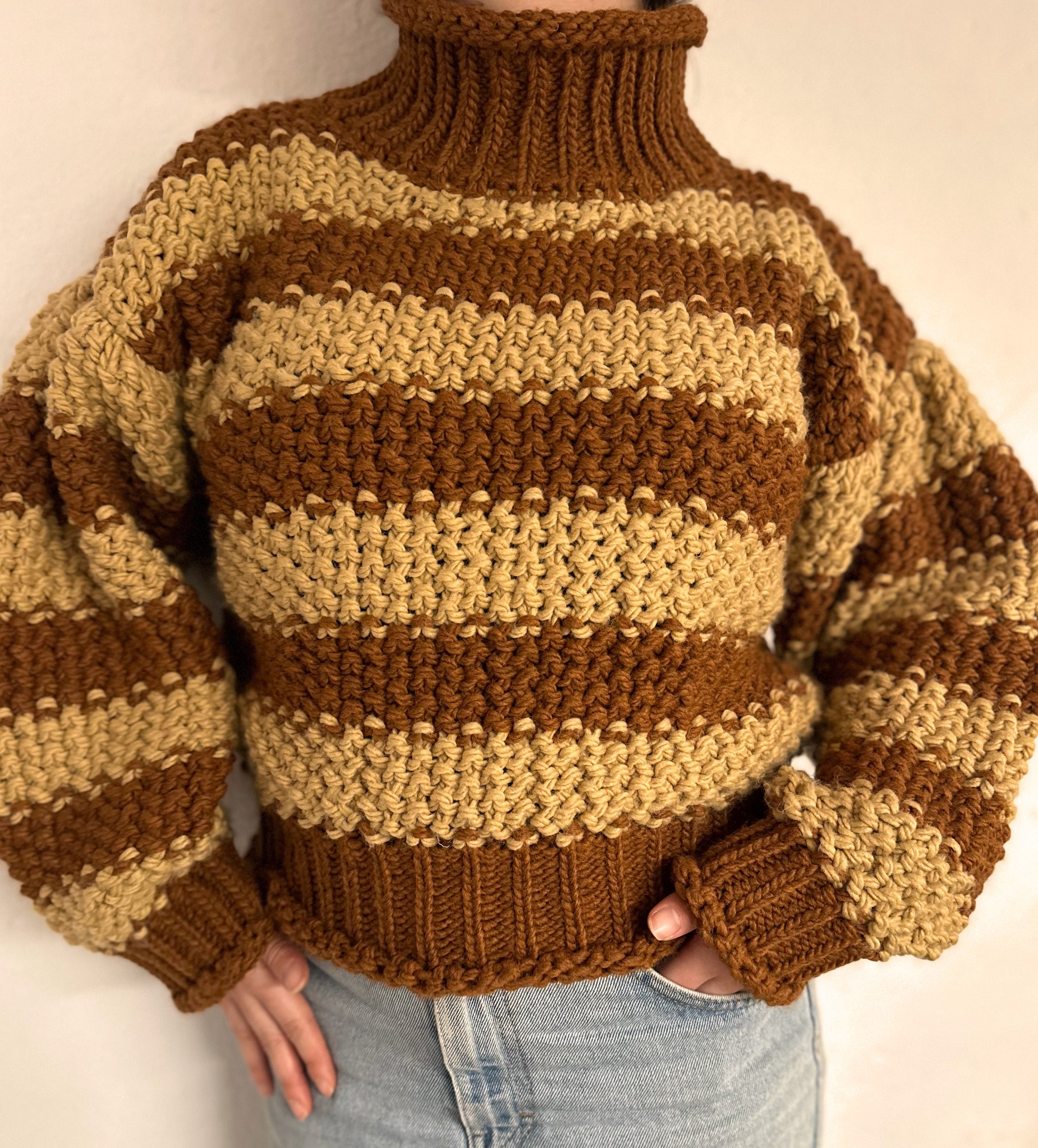 Aurora | Pullover mit Breiten Streifen und Hochkragen für Damen