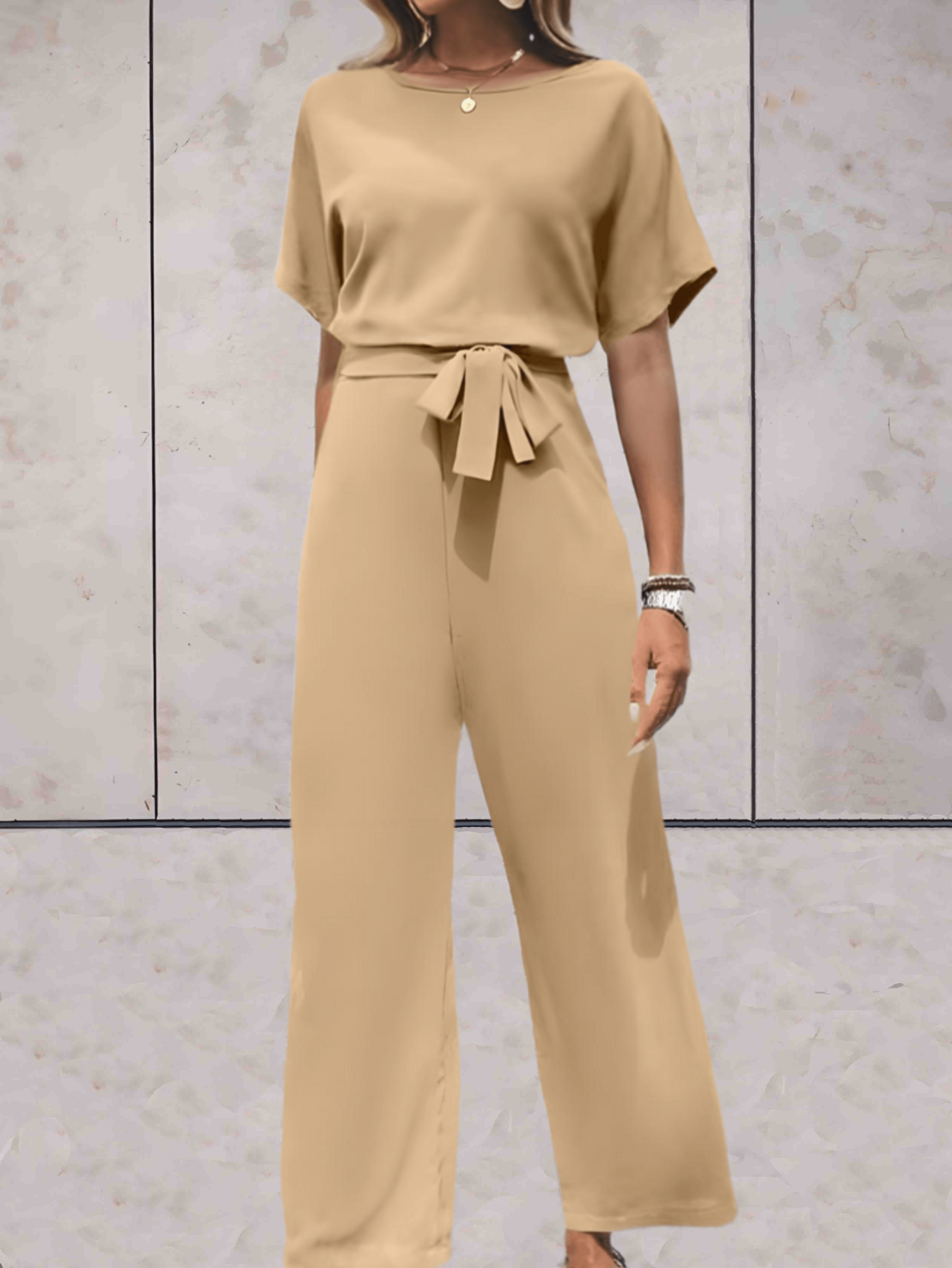 Celestia | Jumpsuit mit Stilvollem Gürtel und Kurzen Ärmeln für Frauen