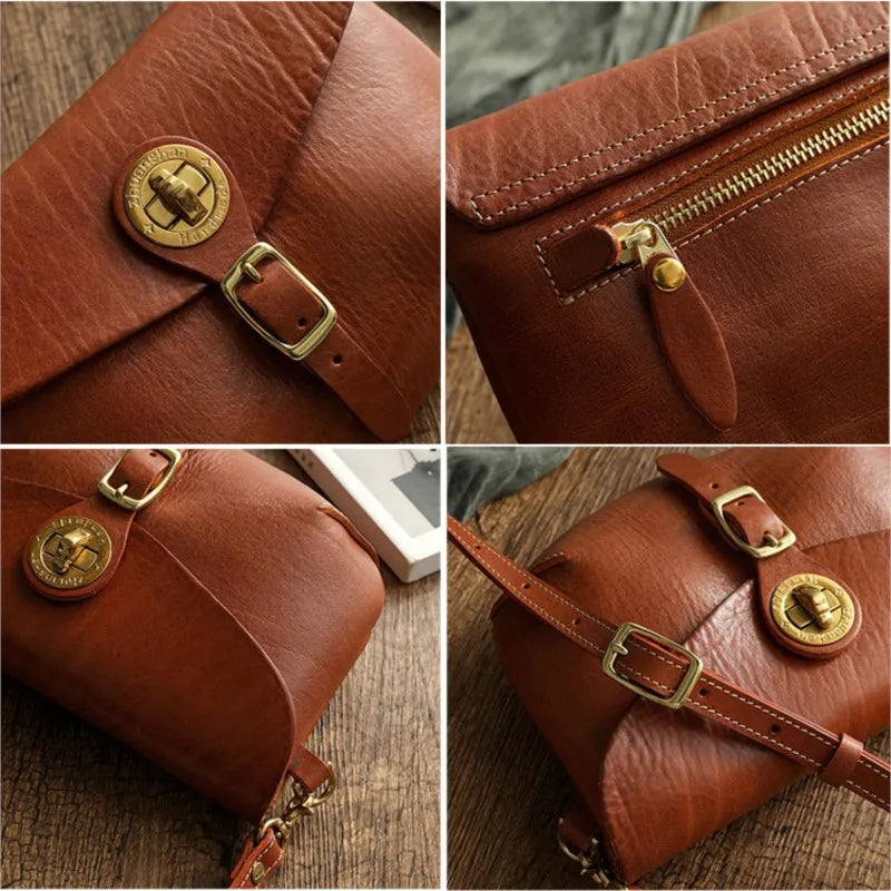 Isolde | Satteltasche aus echtem Leder mit Vintage-Charme und verstellbarem Riemen für Frauen