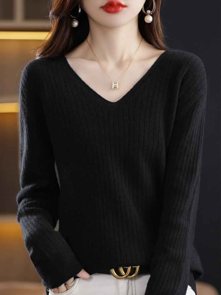 Sophie | Strickpullover mit Elegantem Muster und V-Ausschnitt für Damen