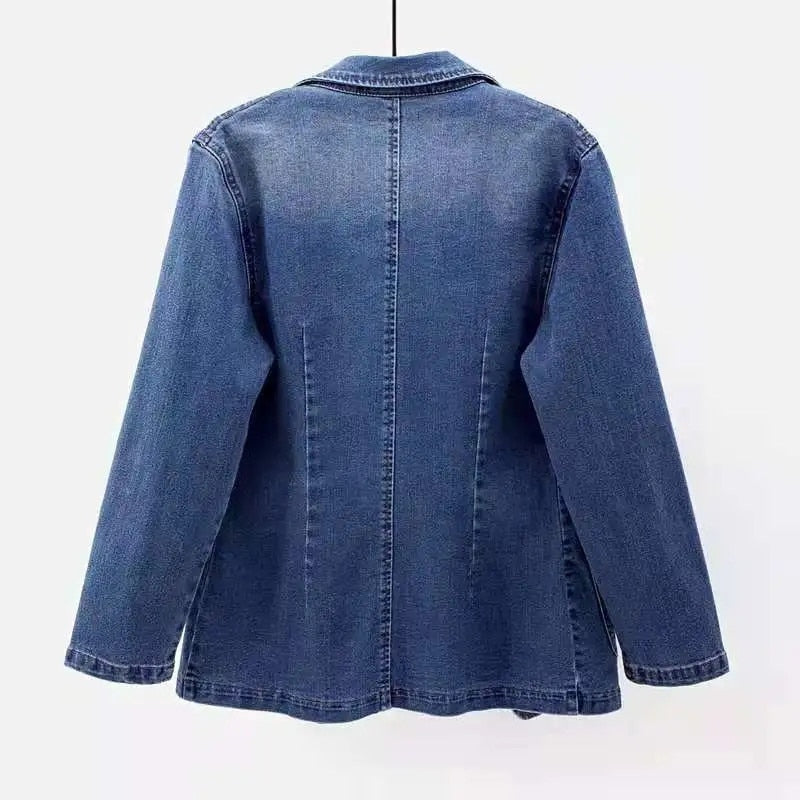 Aurelia | Denim Blazer mit Elegantem Reverskragen und Coolen Akzenten für Damen