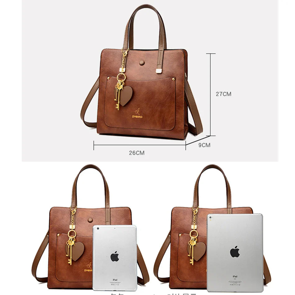 Celestia | Ledertasche mit zeitloser Eleganz und goldenem Charme für Frauen