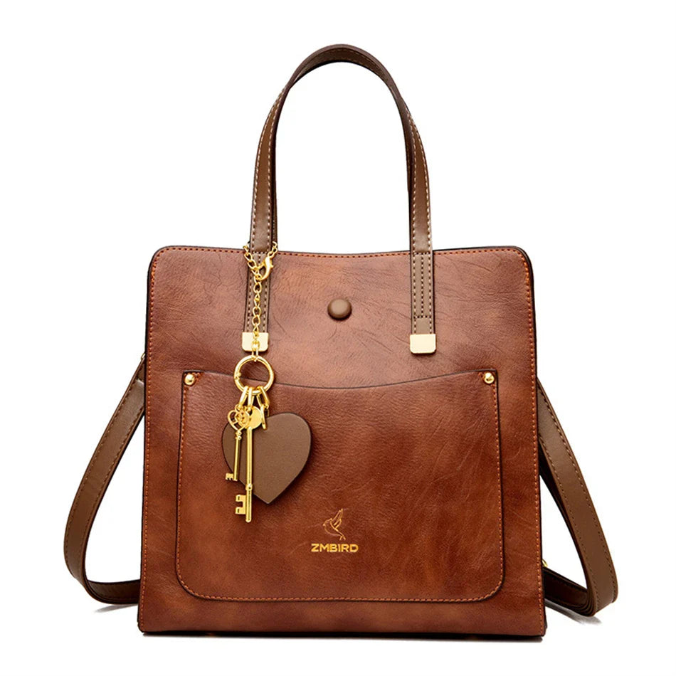 Celestia | Ledertasche mit zeitloser Eleganz und goldenem Charme für Frauen