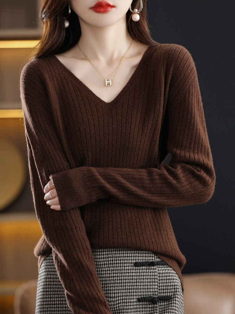 Sophie | Strickpullover mit Elegantem Muster und V-Ausschnitt für Damen