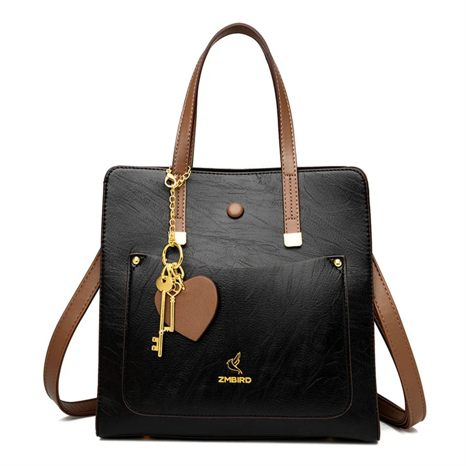 Celestia | Ledertasche mit zeitloser Eleganz und goldenem Charme für Frauen