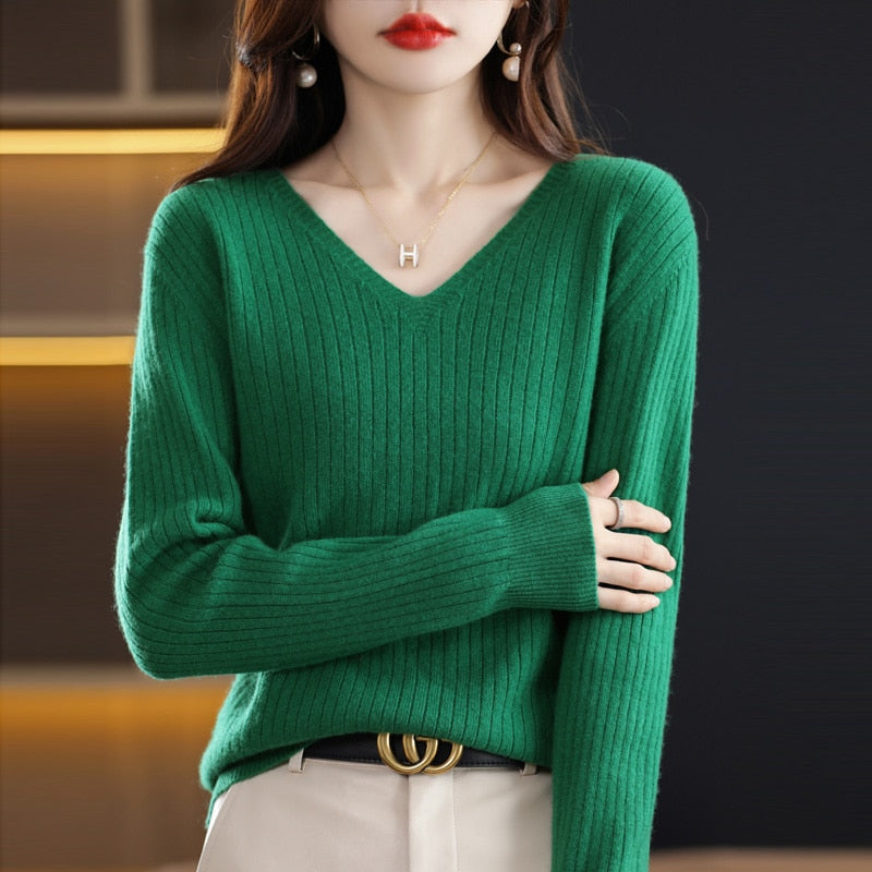 Sophie | Strickpullover mit Elegantem Muster und V-Ausschnitt für Damen