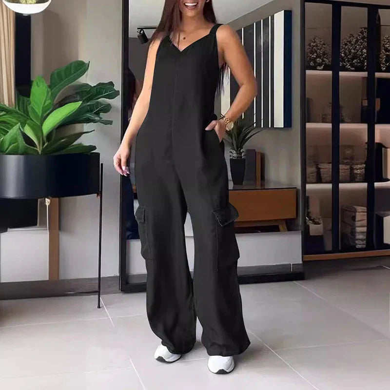 Livia | Jumpsuit mit Leichter Denim-Optik und Eleganten Taschen für Damen