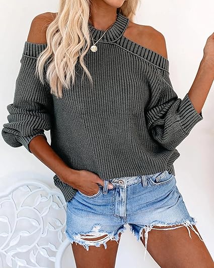 Livia | Off-Shoulder Pullover mit Kuscheligen Material und Stilvollem Design für Frauen