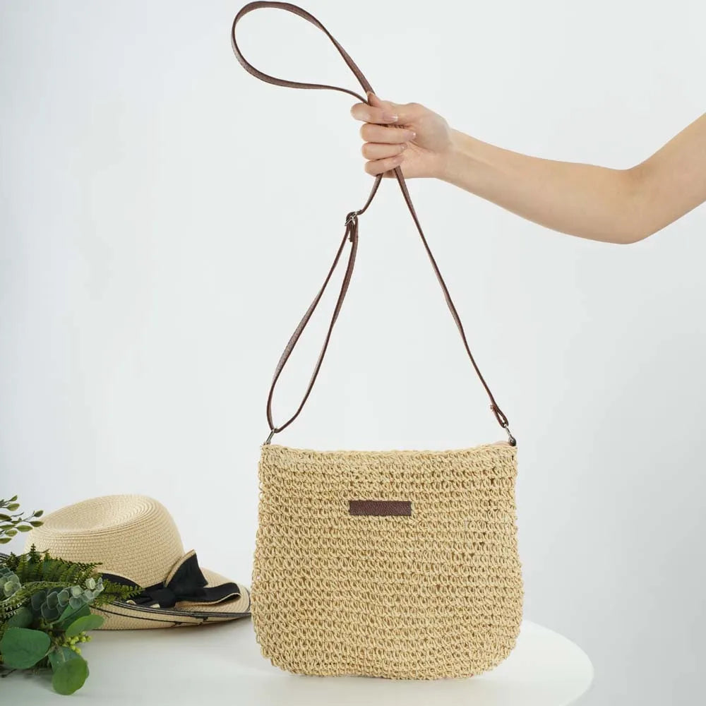 Soleil | Schultertasche mit Stilvollem Strickmuster und Praktischem Reißverschluss für Damen