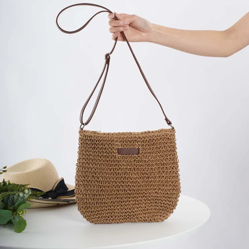 Soleil | Schultertasche mit Stilvollem Strickmuster und Praktischem Reißverschluss für Damen