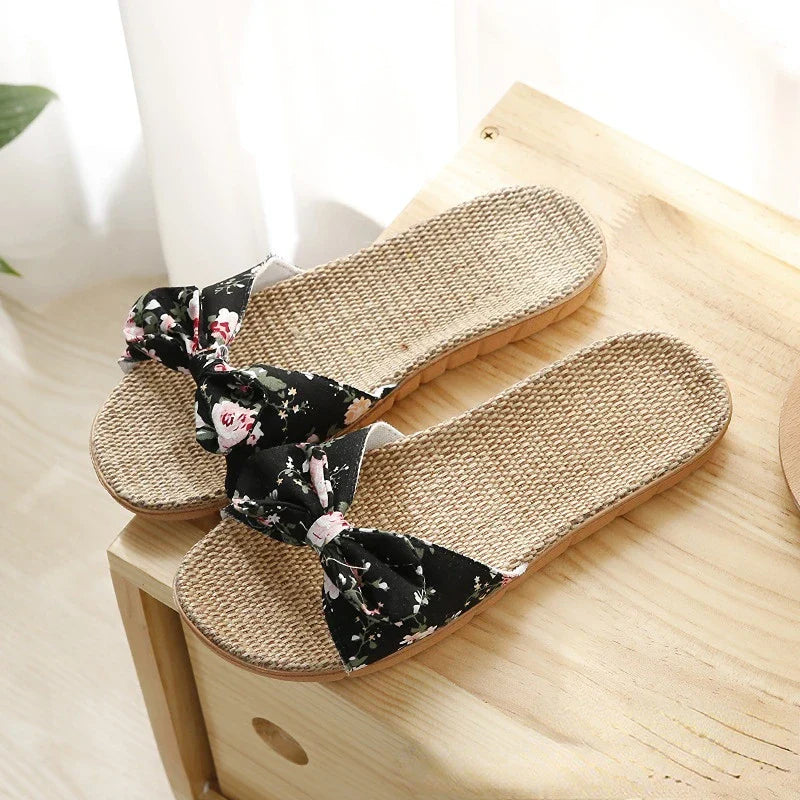 Livia | Freizeit-Slipper mit Bequemem Leinenmaterial und Stilvollem Knoten für Damen