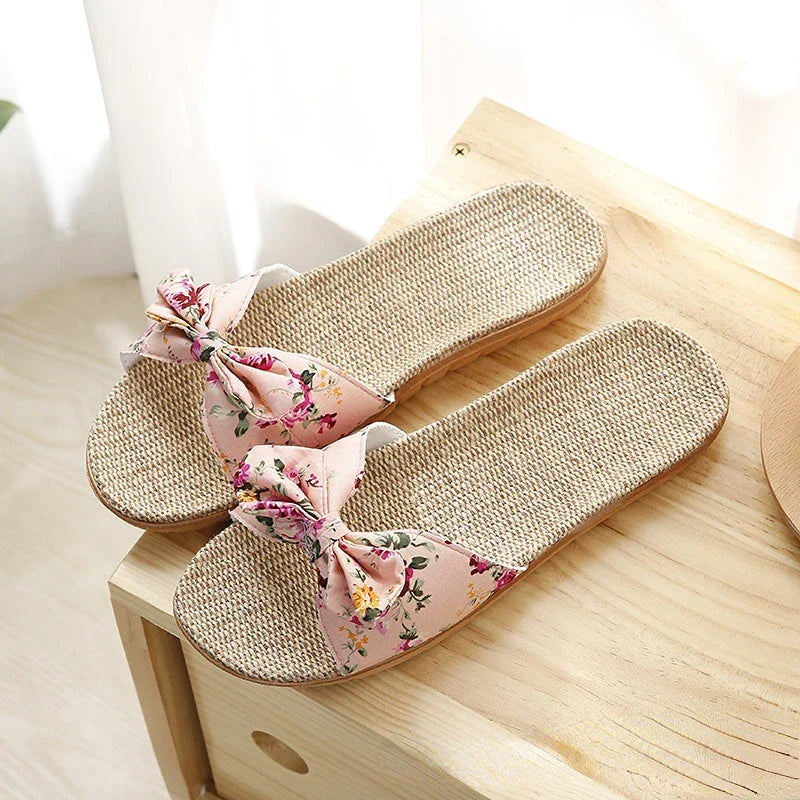 Livia | Freizeit-Slipper mit Bequemem Leinenmaterial und Stilvollem Knoten für Damen