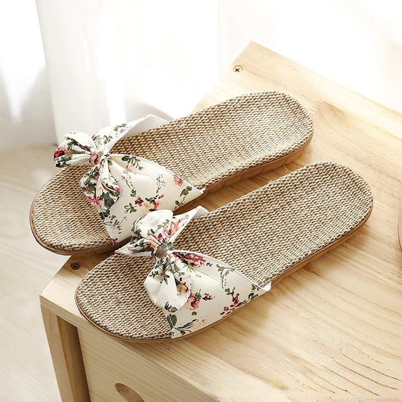 Livia | Freizeit-Slipper mit Bequemem Leinenmaterial und Stilvollem Knoten für Damen