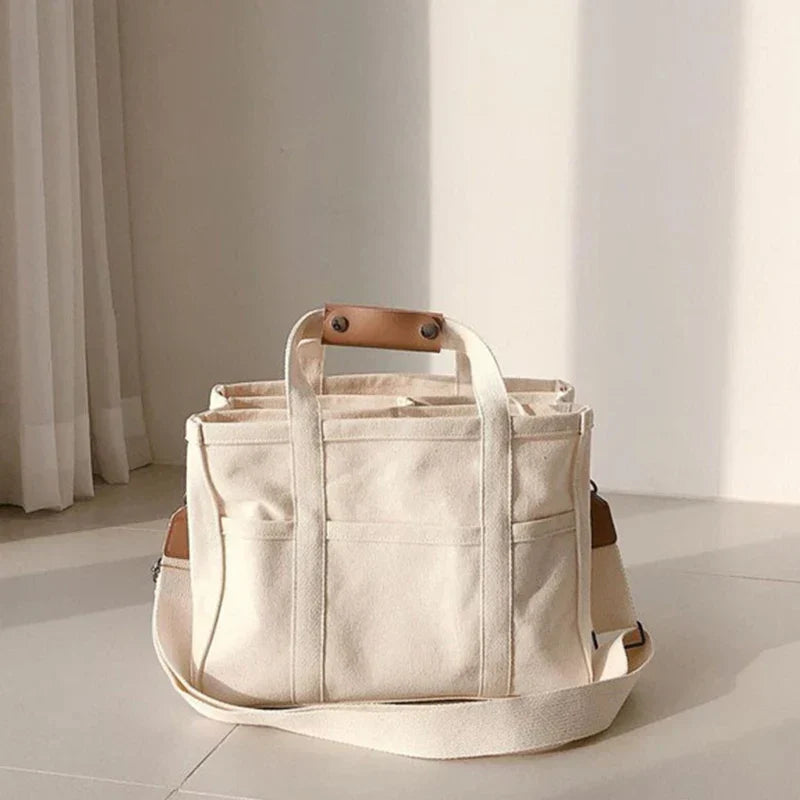 Livia | Canvas-Tasche mit Mehrfachfächern und Stilvollem Design für Damen