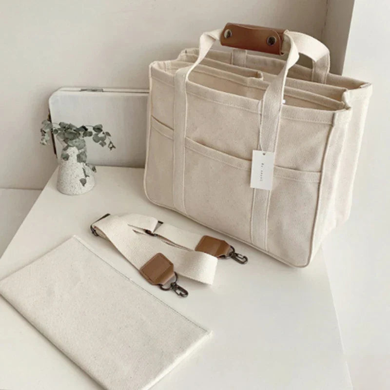 Livia | Canvas-Tasche mit Mehrfachfächern und Stilvollem Design für Damen