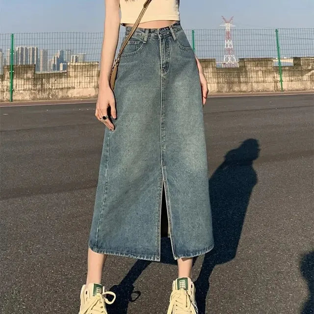 Aurelia | High-Waist-Denim-Rock mit Schlitz und Vorteilhafter Passform für Frauen