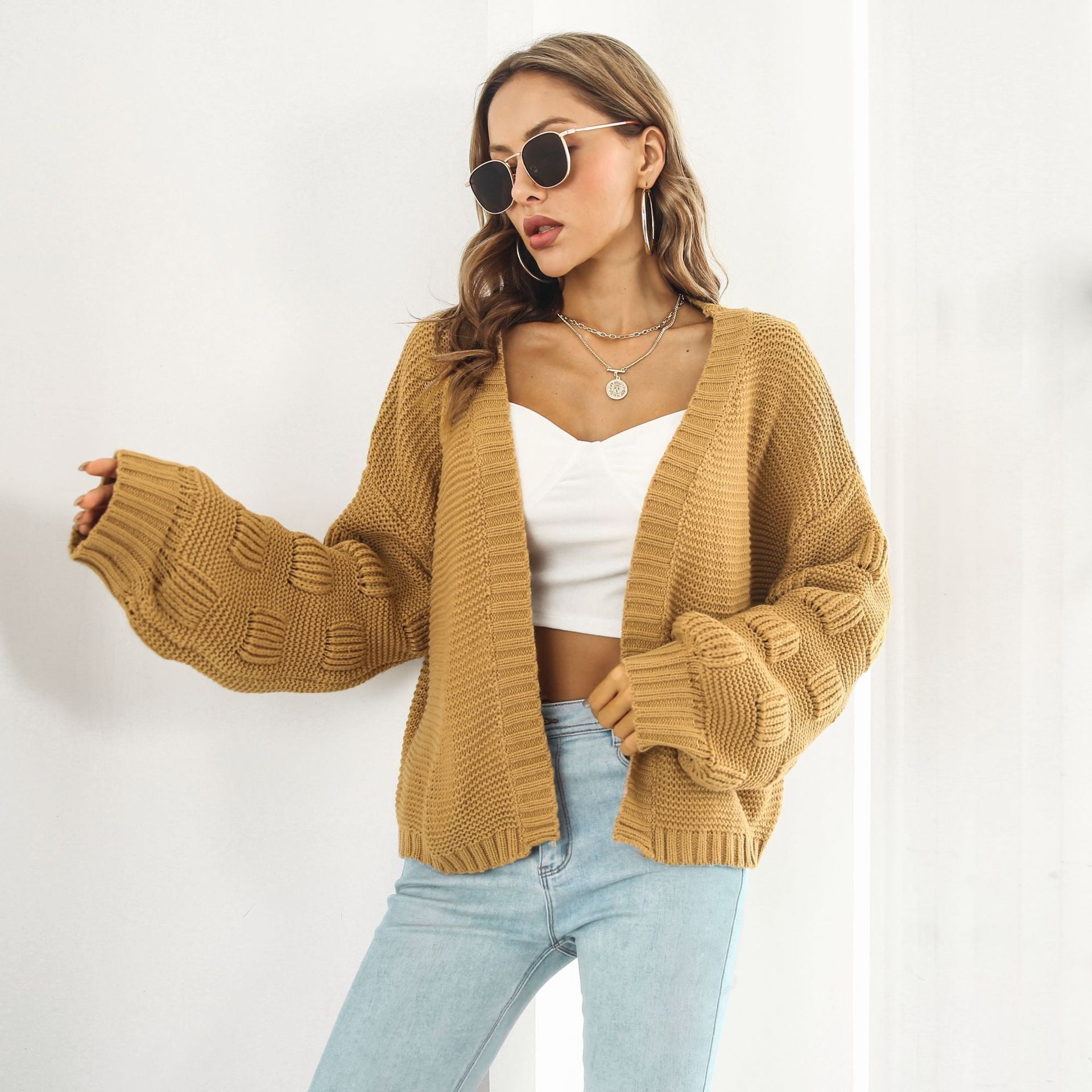 Celina | Strickjacke mit Puffärmeln und Chunky Knit für Damen