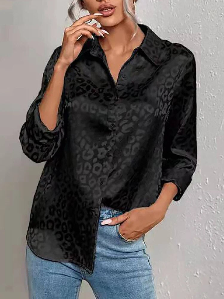 Zahara | Langarmshirt mit Leopardenmuster und Eleganz für Frauen