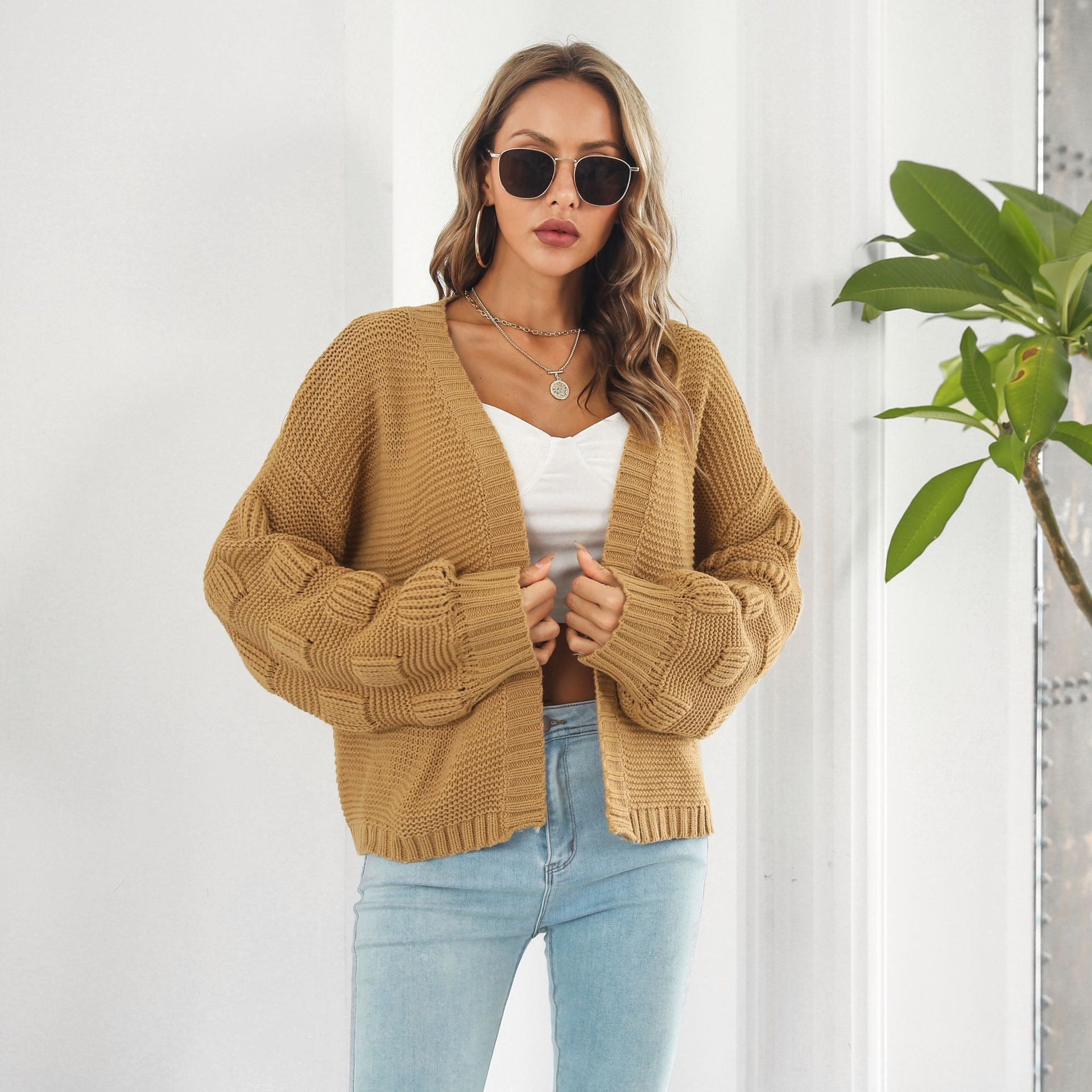 Celina | Strickjacke mit Puffärmeln und Chunky Knit für Damen