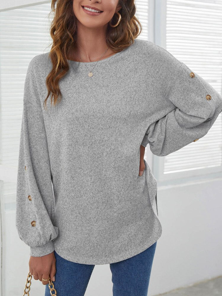 Livia | Damenpullover mit Puffärmeln und Eleganten Knöpfen für stilbewusste Frauen