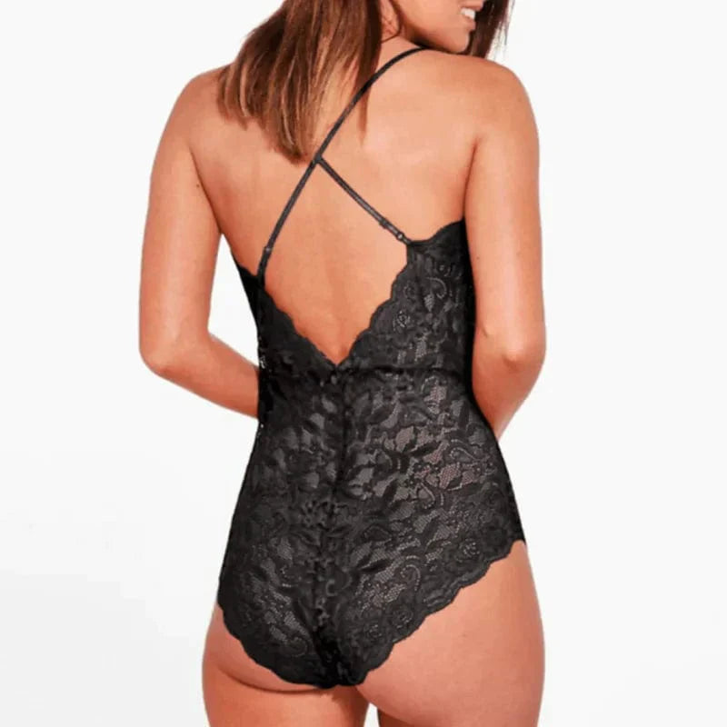 Selene | Spitzenbodysuit mit Verführerischem Ausschnitt und Eleganter Finesse für Frauen